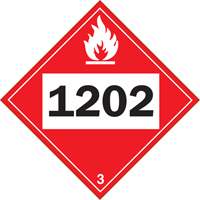 1202 Fuel Oil Flammable Liquid TDG Placard, Adhesive Vinyl Groupe Belzile Dickner
