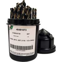 Mechanics Length Jobber Drill 135° - 1/16" to 1/2" by 1/64", 29 Pieces, High Speed Steel Groupe Belzile Dickner