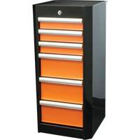 Coffre &agrave; outils lat&eacute;ral, 6 tiroirs, 16" la x 18" p x 34" h, Noir/Orange Groupe Belzile Dickner