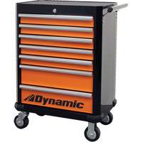 Armoire roulante, 7 tiroirs, 28" la x 18" p x 40" h, Noir/Orange TER176 | Dickner Inc