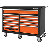 Armoire roulante, 12 tiroirs, 53" la x 24" p x 41" h, Noir/Orange TER180 | Dickner Inc