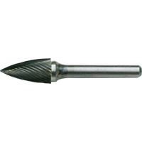 Solid Carbide Burrs - Tree Shape Pointed End, SG-41, 1/8" Dia., 1/8" Shank, 1/4" Depth of Cut Groupe Belzile Dickner