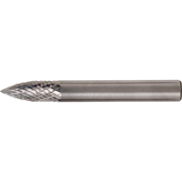 Solid Carbide Burrs - Tree Shape Pointed End, SG-1, 1/4" Dia., 1/4" Shank, 5/8" Depth of Cut Groupe Belzile Dickner