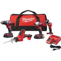 Ensemble quatre outils sans fil combin&eacute;s M18, Lithium-ion, 18 V Groupe Belzile Dickner