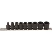 Jeu de douilles &agrave; paroi mince, 9 Mcx, Chocs, Prise de 3/8" Groupe Belzile Dickner
