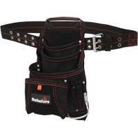Carpenter's Suede Nail & Tool Bag, Leather, 11 Pockets, Black UAX328 | Dickner Inc