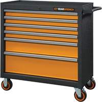 Armoire roulante pour outils s&eacute;rie GSX, 6 tiroirs, 36" la x 18-1/5" p x 37-2/5" h, Noir/Orange Groupe Belzile Dickner