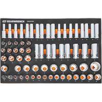 Jeu d'outils m&eacute;triques pour m&eacute;canicien MEGAMOD dans des plateaux en mousse modulaire avec armoire roulante &agrave; outils, 358 morcea Groupe Belzile Dickner