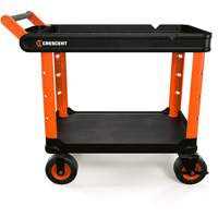 Chariot utilitaire industriel &agrave; 2 tablettes RAILWORKS avec roulettes de 8", 47" lo x 24-1/2" la x 37-4/5" h, Noir/Orange Groupe Belzile Dickner