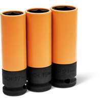 Jeu de douilles m&eacute;triques haute r&eacute;sistance pour protecteurs de roues, 3 Mcx, Chocs, Prise de 1/2", Profond Groupe Belzile Dickner