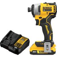 ATOMIC COMPACT SERIESMAX* Brushless Cordless Compact Impact Driver Kit, 1/4", 1700 in-lbs Max. Torque, 20 V, Lithium-Ion Groupe Belzile Dickner