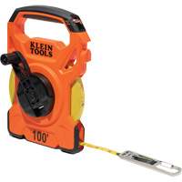 Open Reel Tape Measure with Single Hook & Carabiner, 1/2" x 100', 1/10" Graduations Groupe Belzile Dickner