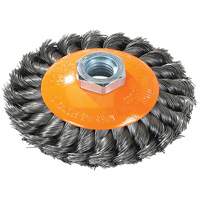 Knot-Twisted Saucer Cup Wire Wheel, 7" Dia., 0.02" Fill, 5/8"-11 Arbor, Steel Groupe Belzile Dickner