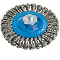 Brosse rotative &agrave; fils nou&eacute;s large, Dia. 4-1/2", Fils 0,02", Arbre 5/8"-11, Aluminium/Acier inoxydable Groupe Belzile Dickner