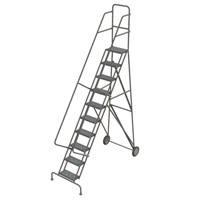 Steel Rolling Ladder, 10 Steps, 16" Step Width, 100" Platform Height, Steel Groupe Belzile Dickner