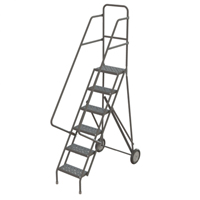 Rolling Ladder, 6 Steps, Serrated, 66" High VC533 | Dickner Inc