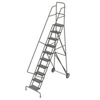 Rolling Ladder, 10 Steps, Serrated, 106" High VC537 | Dickner Inc