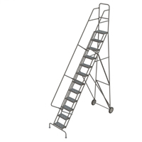 Rolling Ladder, 12 Steps, Serrated, 126" High VC539 | Dickner Inc