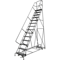 All Directional Rolling Ladder, 14 Steps, 24" Step Width, 140" Platform Height, Steel VC547 | Dickner Inc