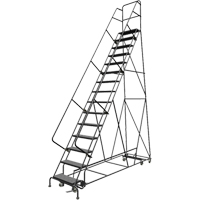 All Directional Rolling Ladder, 15 Steps, 24" Step Width, 150" Platform Height, Steel VC548 | Dickner Inc