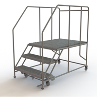 Mobile Work Platform, Steel, 3 Steps, 30" H, 48" D, 36" Step, Serrated Groupe Belzile Dickner