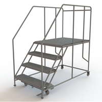 Mobile Work Platform, Steel, 4 Steps, 40" H, 48" D, 36" Step, Serrated Groupe Belzile Dickner