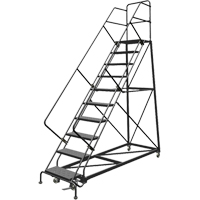 Safety Slope Rolling Ladder, 10 Steps, Perforated, 50° Incline, 100" High Groupe Belzile Dickner