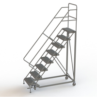 Safety Slope Rolling Ladder, 8 Steps, Serrated, 50° Incline, 80" High Groupe Belzile Dickner