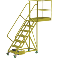 Cantilever Rolling Ladder, Unsupported, 7 Steps, 40" Platform Depth, 70" Platform Height Groupe Belzile Dickner