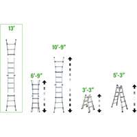 Telescoping Multi-Position Ladder, 2.916' - 9.75', Aluminum, 300 lbs., CSA Grade 1A Groupe Belzile Dickner