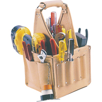 Electrical & Maintenance Tool Pouches, Leather, 17 Pockets, Beige VE823 | Dickner Inc
