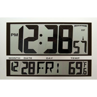 Jumbo Clock, Digital, Battery Operated, 16.5" W x 1.7" D x 11" H, Silver XD075 | Dickner Inc