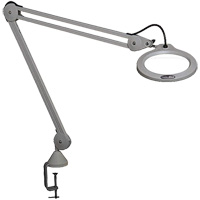 Lampe grossissante, Dioptrie 5, Ampoule DEL, Bras de 45", Pinces serre-joints, Gris XI484 | Dickner Inc