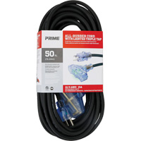 All-Rubber Extension Cord, Outdoor, SJOOW, 12/3 AWG, 15 A, 3 Outlet(s), 50' Groupe Belzile Dickner