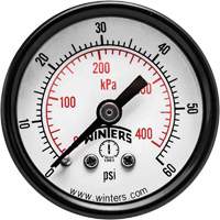 Manomètre économique,  1-1/2", 0 - 60 psi, Fixation arrière, Analogique YB862 | Dickner Inc